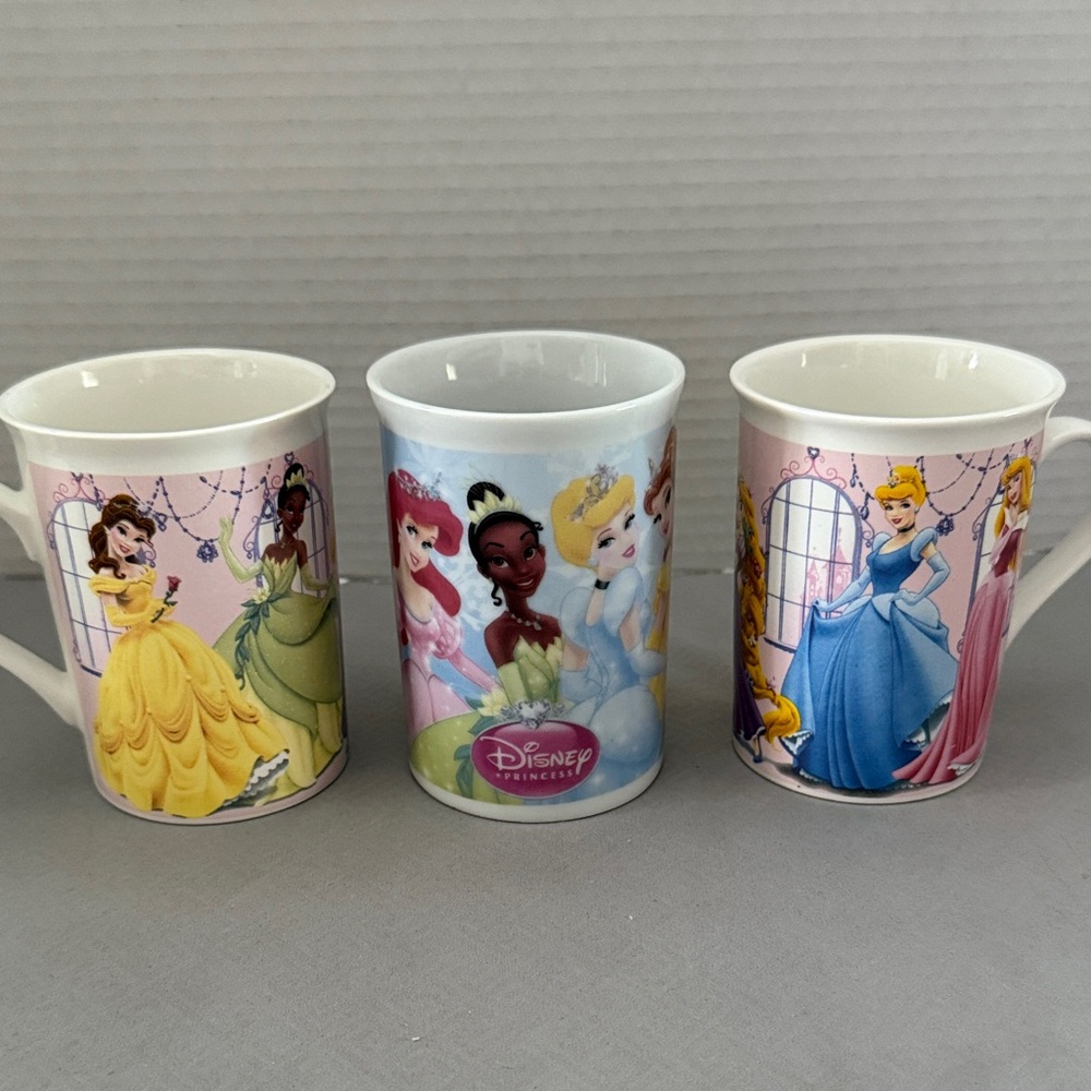 Disney Princess Character Mugs Cups Multicolor Ceramic Fun Collectible  Lot of 3